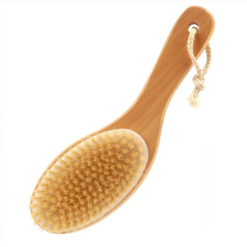 Perie de baie pentru corp și masaj, mâner curbat în formă de picior de pui, periile de lotus, exfoliere și masaj cu fire moi