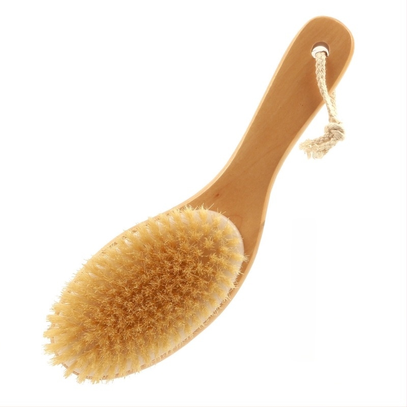 Perie de baie pentru corp și masaj, mâner curbat în formă de picior de pui, periile de lotus, exfoliere și masaj cu fire moi