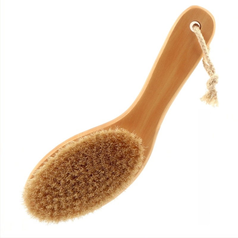 Perie de baie pentru corp și masaj, mâner curbat în formă de picior de pui, periile de lotus, exfoliere și masaj cu fire moi