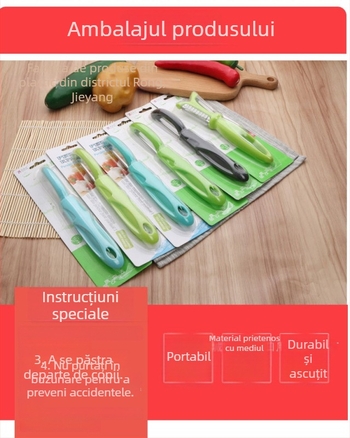 Peeler de bucătărie multifuncțional cu lamă din oțel inoxidabil 420 și mâner PP