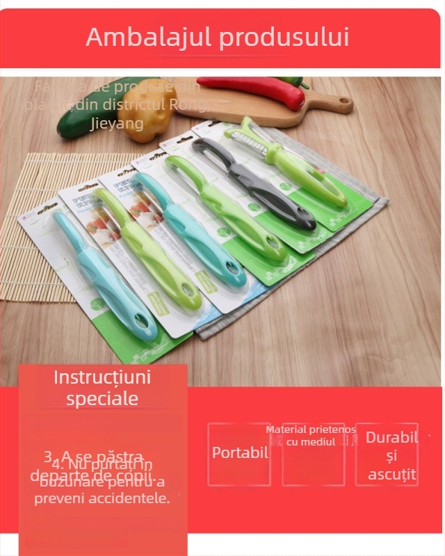 Peeler de bucătărie multifuncțional cu lamă din oțel inoxidabil 420 și mâner PP