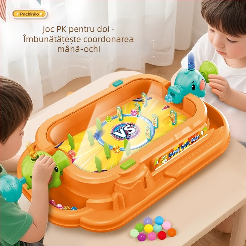 Joc de pinball pe masă pentru joacă în familie — construcție din plastic, stimulează coordonarea mână-ochi, dezvoltarea cognitivă și interacțiunea pentru copii între 0 și 14 ani