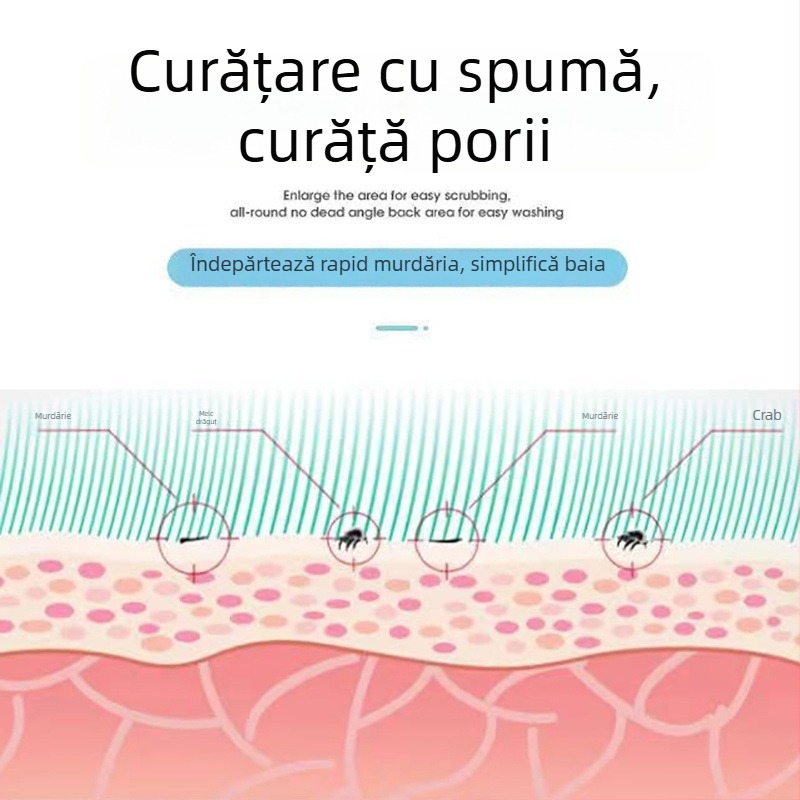 Perie pentru spate cu mâner lung, perie de duș montată pe perete cu peri moi