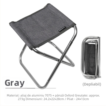 Scaun pliabil exterior CLS din aliaj de aluminiu 7075 – pliabil, pentru camping și pescuit