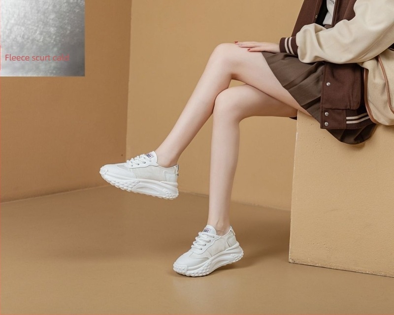 Pantofi damă cu platformă, partea superioară din piele dublă, vârf rotund, toc de 6–8 cm, masaj, deodorare și absorbție a șocurilor, pentru toamnă și iarnă