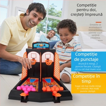 Launcher de baschet pe masă pentru degete – Jucărie interactivă multiplayer (din plastic; pentru copii 4–6 ani; utilizare în interior)
