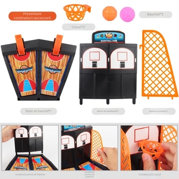 Launcher de baschet pe masă pentru degete – Jucărie interactivă multiplayer (din plastic; pentru copii 4–6 ani; utilizare în interior)