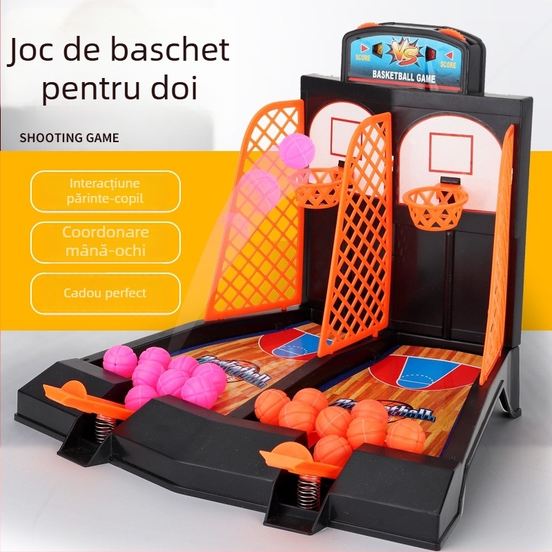 Launcher de baschet pe masă pentru degete – Jucărie interactivă multiplayer (din plastic; pentru copii 4–6 ani; utilizare în interior)