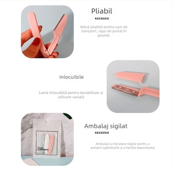 Set pentru sprâncene: trimmer din oțel inoxidabil, design sigur, pentru începători, conturare și tundere sprâncene