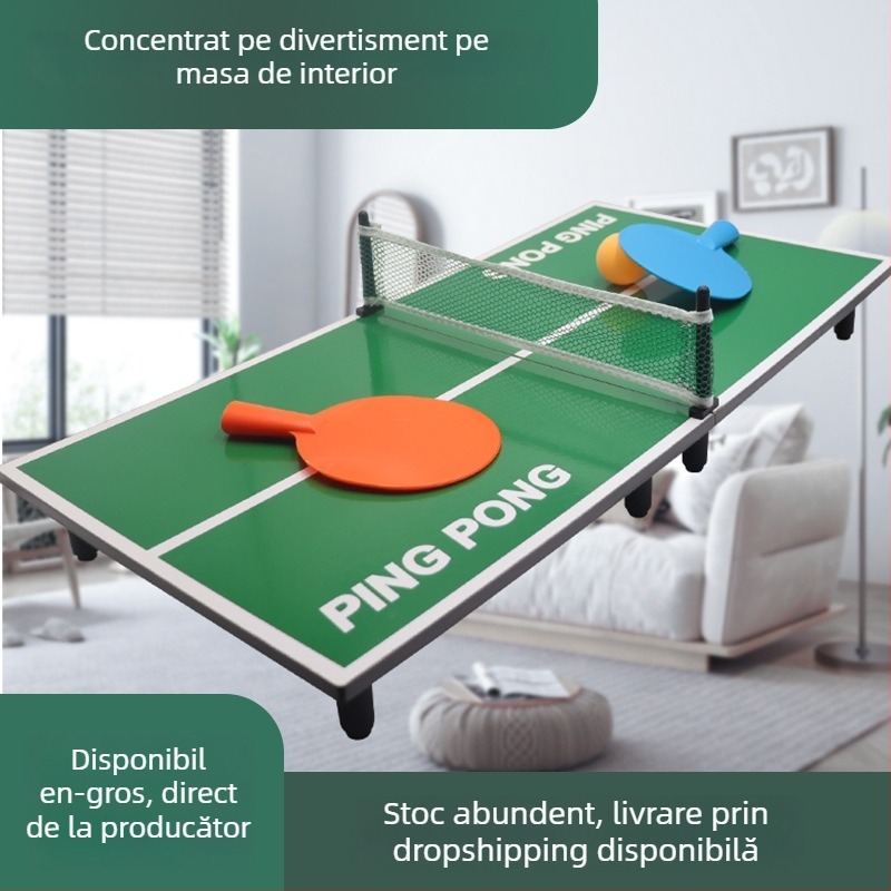 Masă de tenis de masă pentru interior, pliabilă, joc interactiv părinte-copil, construcție MDF, vârste 7–14 și 15–35
