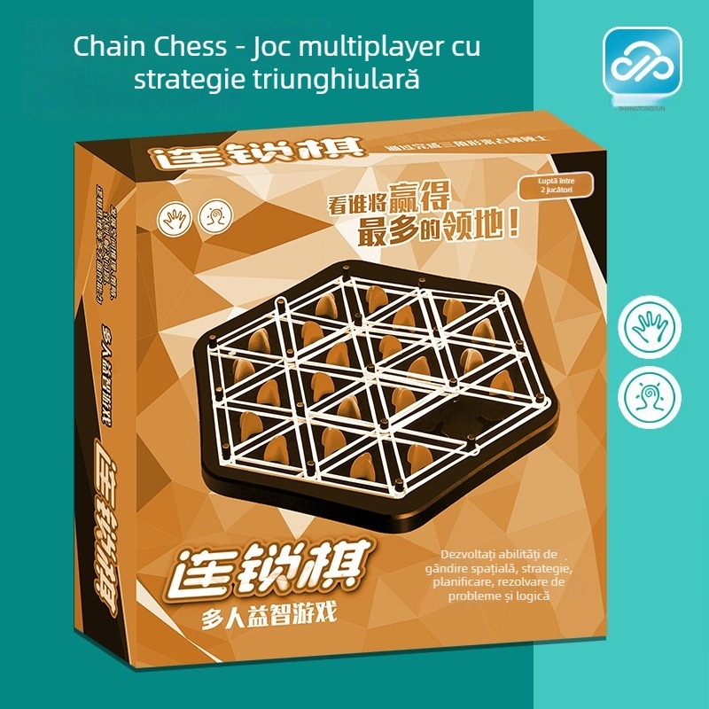 Joc de masă triunghiular pentru interacțiune părinte-copil — stimulează gândirea logică și coordonarea mână-ochi; material: plastic; pentru vârsta 7–14 ani.