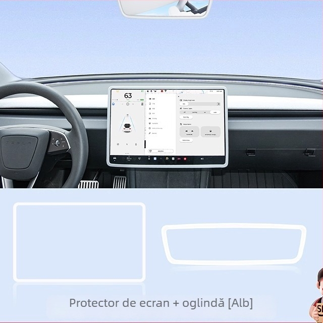 Tesla Model Y protecție a ecranului central cu ramă din silicon – cadru de navigație, montaj cu ventuză, potrivit pentru bord și consola centrală