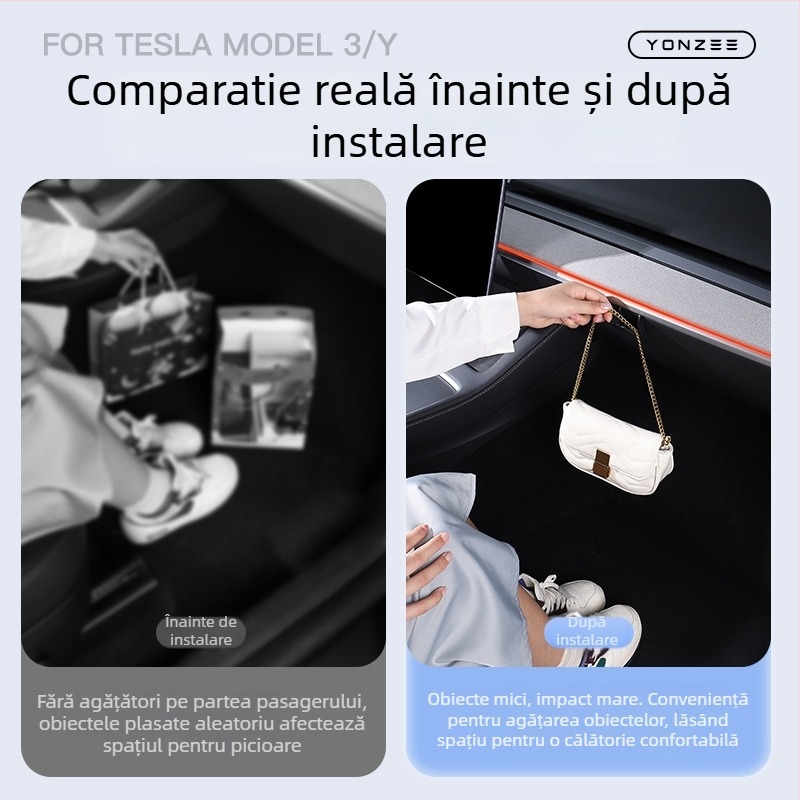 YZ ABS Suport Cârlig pentru Panoul de Instrumente – Tesla Refreshed Model 3/Y/YL, Panoul Interior al Ușii, Montaj Snap