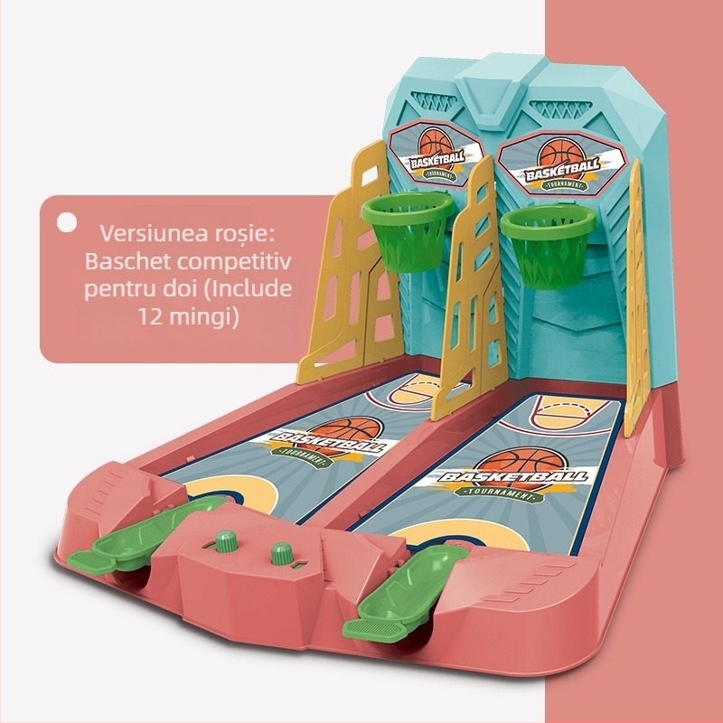 Joc de masă pentru copii cu aruncător de baschet și catapultă pentru deget – pentru doi jucători, jucărie educațională din plastic