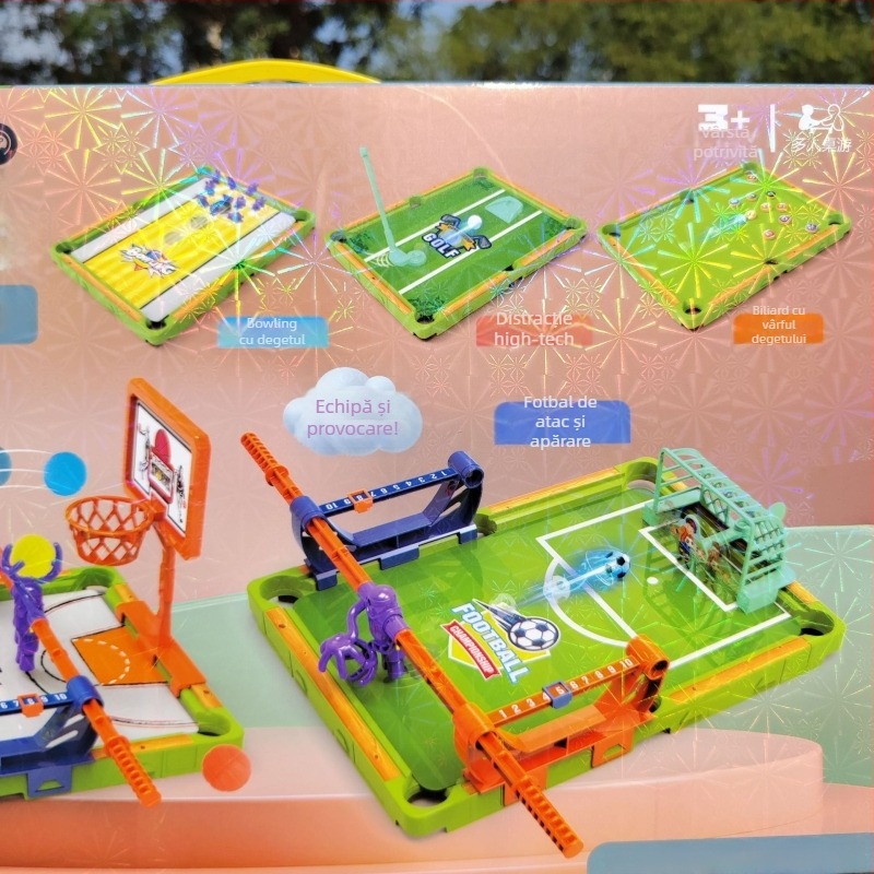 Joc de masă fotbal interactiv 5-în-1 pentru două persoane – jucărie educațională-puzzle din plastic, pentru vârsta 15–35