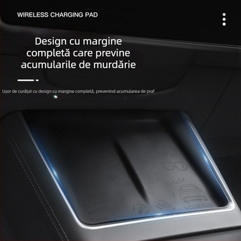 Panou Tesla Model 3/Y pentru încărcare wireless la consola centrală, suport din silicon antiderapant, personalizabil, imprimare logo posibil