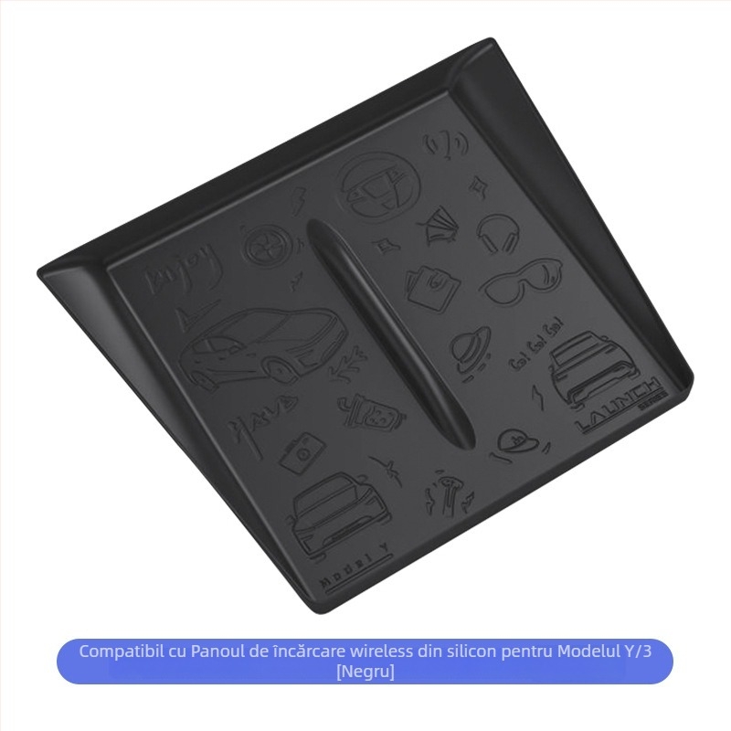 Panou Tesla Model 3/Y pentru încărcare wireless la consola centrală, suport din silicon antiderapant, personalizabil, imprimare logo posibil