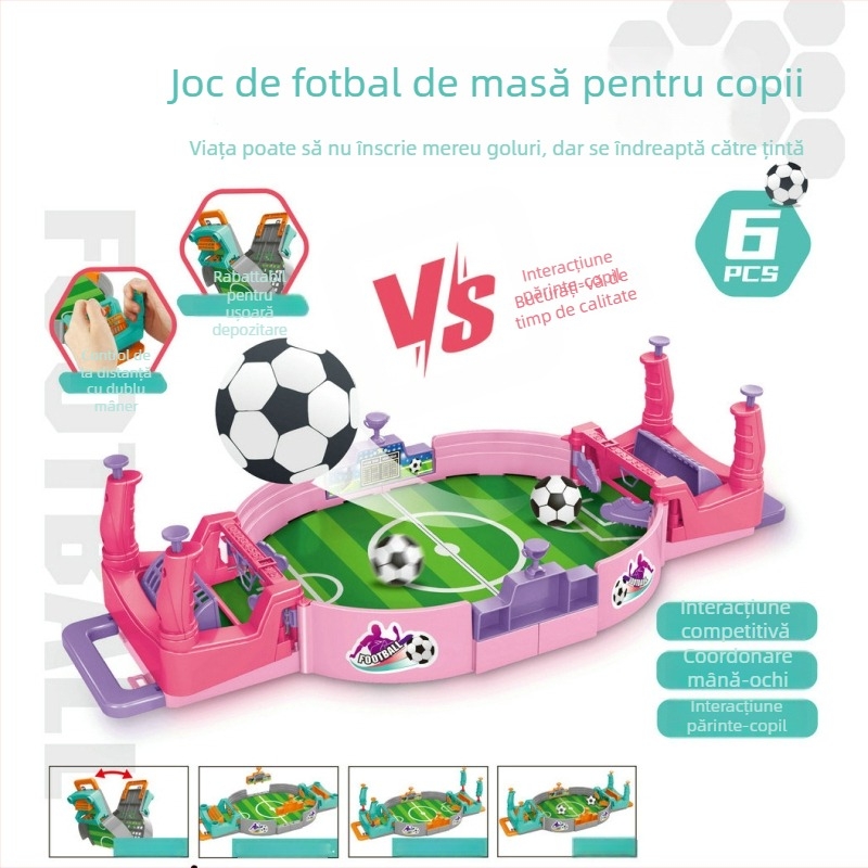 Joc de fotbal pe masă pentru copii, doi jucători – din plastic, pentru interior, meci de fotbal pe masă, dezvoltă comunicarea părinte-copil, vârsta 4–6 ani