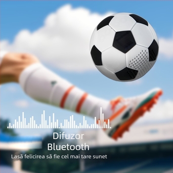 Difuzor Bluetooth fără fir cu temă fotbal – ornament de birou, baterie încorporată 4000–6000 mAh, BT 5.3, 5W, 100 Hz–20 kHz, rază 10 m