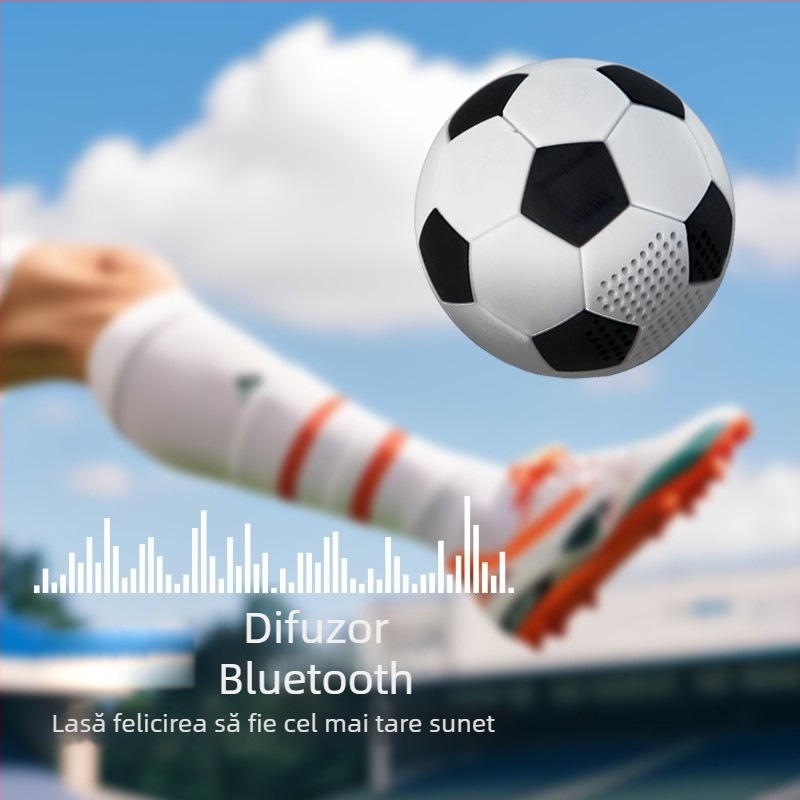 Difuzor Bluetooth fără fir cu temă fotbal – ornament de birou, baterie încorporată 4000–6000 mAh, BT 5.3, 5W, 100 Hz–20 kHz, rază 10 m