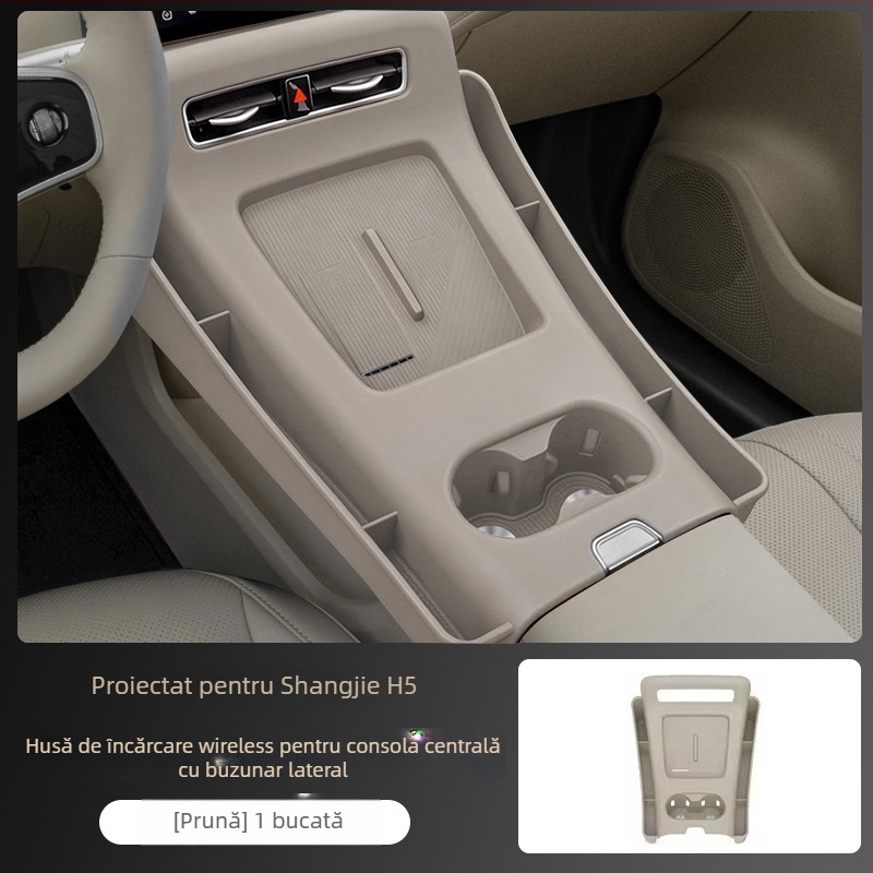 Pad din silicon pentru încărcare wireless în consola centrală a mașinii - anti-alunecare, modificare interioară completă (Material: silicon; Compatibilitate: consola centrală Shangjie H5; Anti-alunecare; Pad All-in-One)