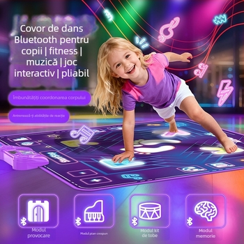 Covoraș de dans cu Bluetooth și muzică, pliabil, lumini, joc interactiv pentru copii 4–6 ani