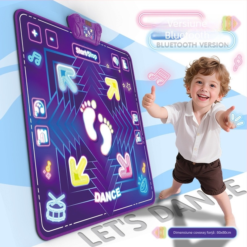 Covoraș de dans cu Bluetooth și muzică, pliabil, lumini, joc interactiv pentru copii 4–6 ani
