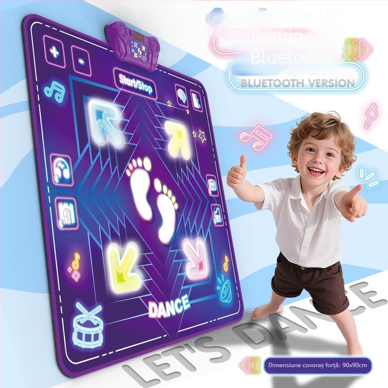 Covoraș de dans cu Bluetooth și muzică, pliabil, lumini, joc interactiv pentru copii 4–6 ani