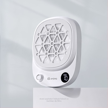 Amdmg Aspirator Silențios Mini pentru Praful de Unghii, cu Aspirație Puternică, Filtru de praf, Pentru Șlefuire și Îndepărtarea Unghiilor