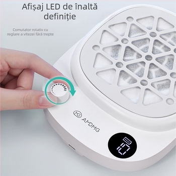 Amdmg Aspirator Silențios Mini pentru Praful de Unghii, cu Aspirație Puternică, Filtru de praf, Pentru Șlefuire și Îndepărtarea Unghiilor