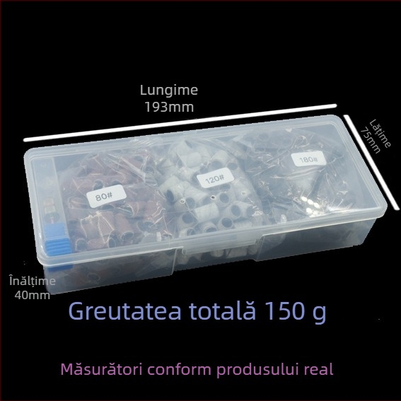 Set unelte pentru șlefuirea suprafeței unghiilor, cu capete din oxid de aluminiu, include 300 capete de șlefuire și 1 ax de inel