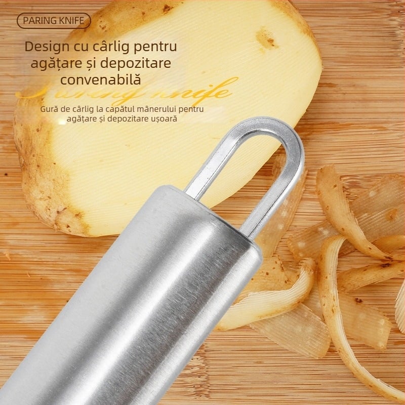 Curățător de legume din oțel inoxidabil gros, 3-in-1 instrument bucătărie pentru curățat, ras și feliat cartofi și pepene