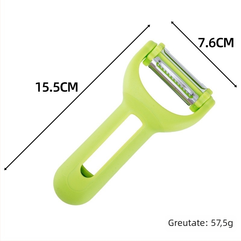Curățător de legume din oțel inoxidabil gros, 3-in-1 instrument bucătărie pentru curățat, ras și feliat cartofi și pepene