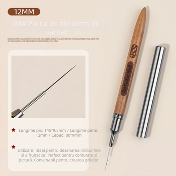 Set de artă unghii în stil japonez: pensule cu tuburi-ace pentru trasarea liniilor, set fin pentru linia franceză și umbre