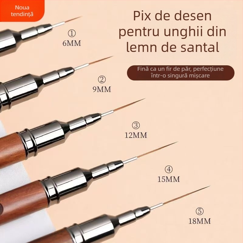 Set de artă unghii în stil japonez: pensule cu tuburi-ace pentru trasarea liniilor, set fin pentru linia franceză și umbre