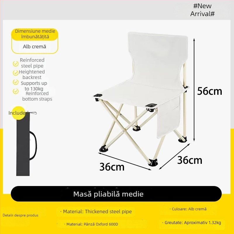 XIH Scaun pliabil – scaun de camping cu spate, din China