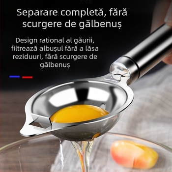 Lingură de separare a albușurilor din oțel inoxidabil, non-electric, design modern minimalist, opțiune imprimare logo