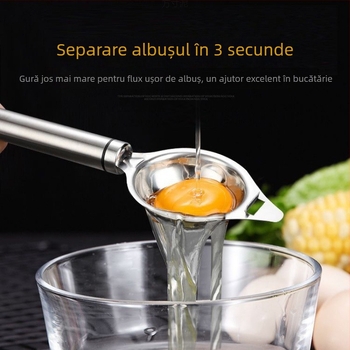 Lingură de separare a albușurilor din oțel inoxidabil, non-electric, design modern minimalist, opțiune imprimare logo