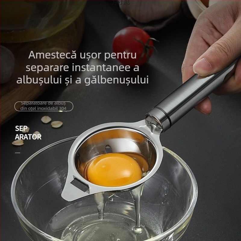 Lingură de separare a albușurilor din oțel inoxidabil, non-electric, design modern minimalist, opțiune imprimare logo