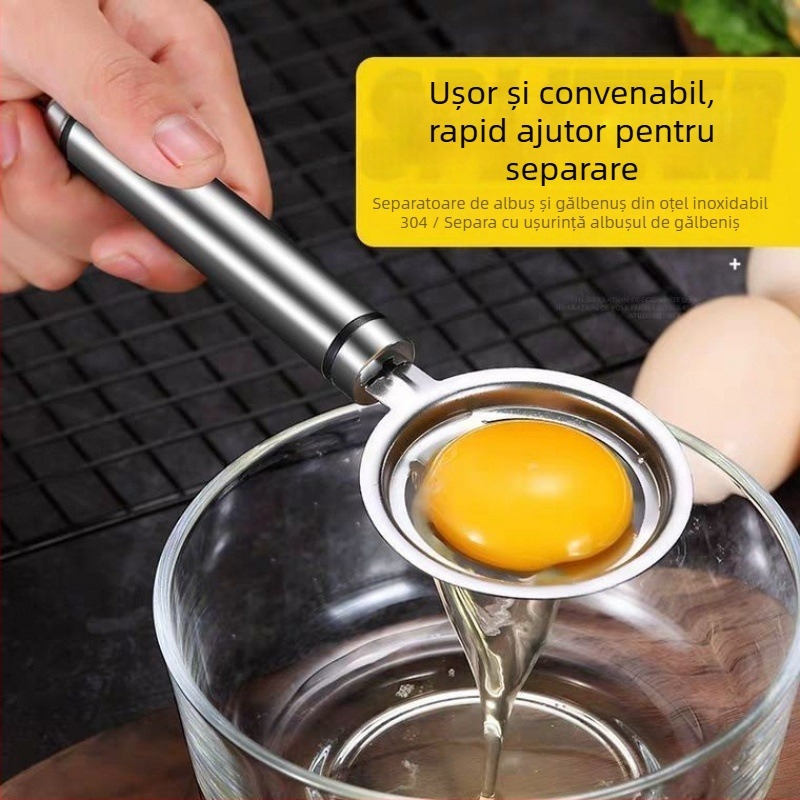 Lingură de separare a albușurilor din oțel inoxidabil, non-electric, design modern minimalist, opțiune imprimare logo