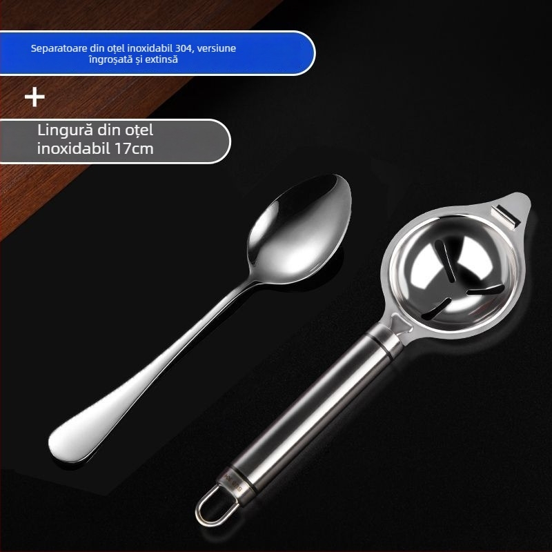 Lingură de separare a albușurilor din oțel inoxidabil, non-electric, design modern minimalist, opțiune imprimare logo