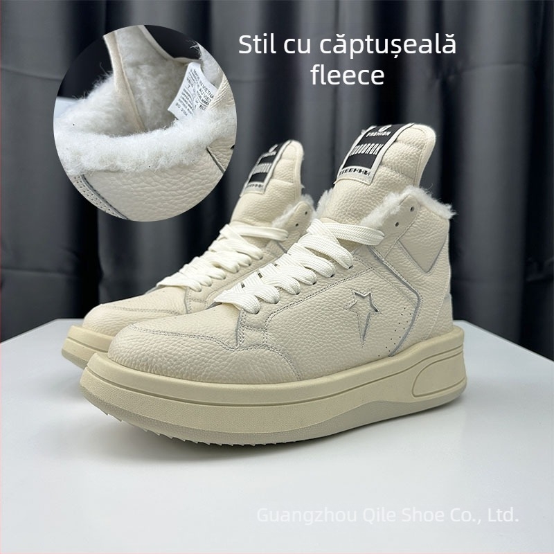 Ro Collaboration Adidași înalți – partea superioară din piele de vițel, talpă din cauciuc, interior din blană de miel, branț din piele naturală