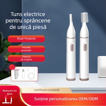 Trimmer electric pentru sprâncene, portabil, încărcare USB, corp din ABS, ușor 72 g, mâner fix