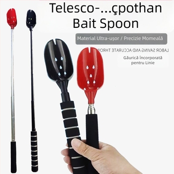Lingură de momeli din aliaj de aluminiu, telescopică, portabilă, cu anti-rotire și mecanism retractabil pentru pescuit
