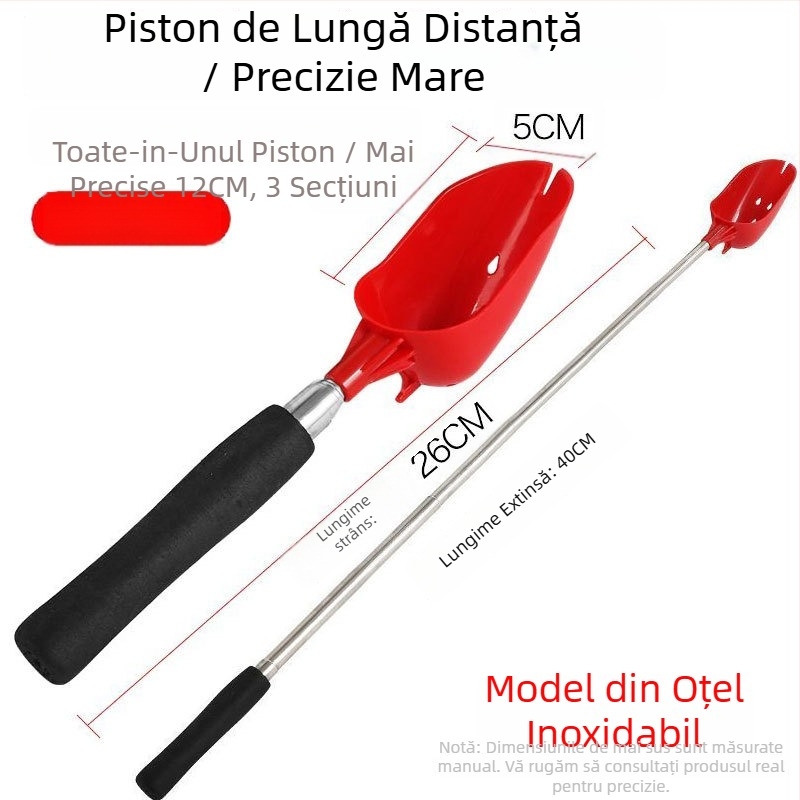 Lingură de momeli din aliaj de aluminiu, telescopică, portabilă, cu anti-rotire și mecanism retractabil pentru pescuit