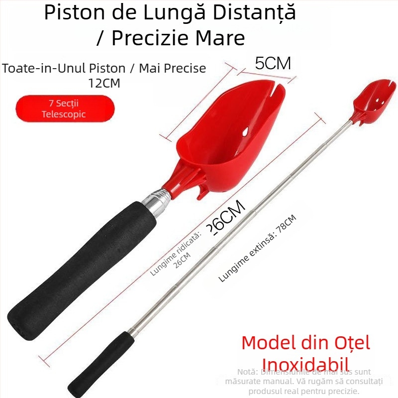Lingură de momeli din aliaj de aluminiu, telescopică, portabilă, cu anti-rotire și mecanism retractabil pentru pescuit