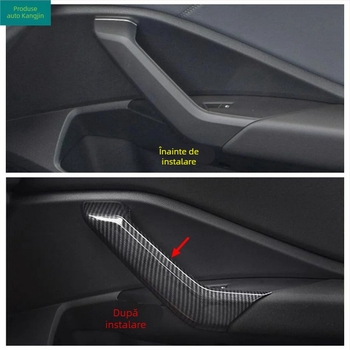 Placă decorativă superioară a suportului interior al brațului, finisaj mat din fibră de carbon, pentru VW Sagitar 2019 — plastic ABS, oțel inoxidabil