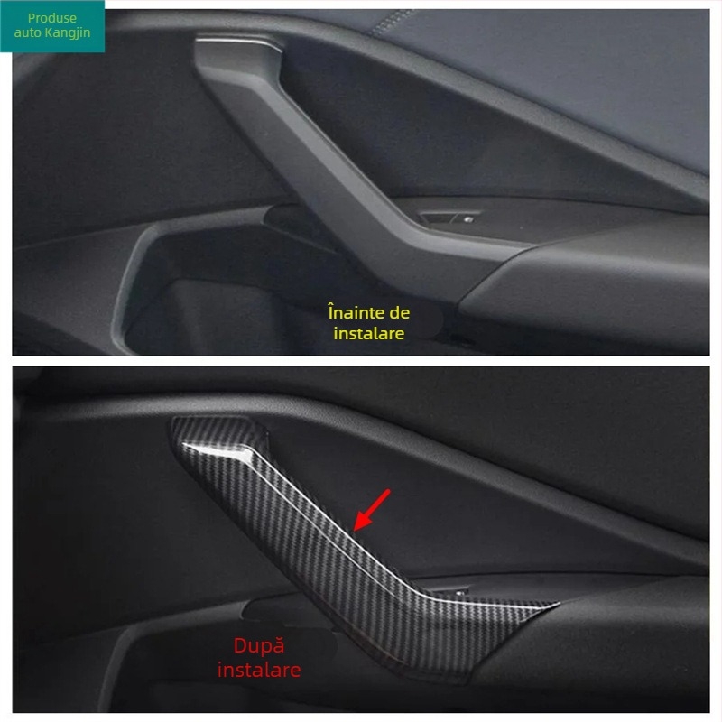Placă decorativă superioară a suportului interior al brațului, finisaj mat din fibră de carbon, pentru VW Sagitar 2019 — plastic ABS, oțel inoxidabil