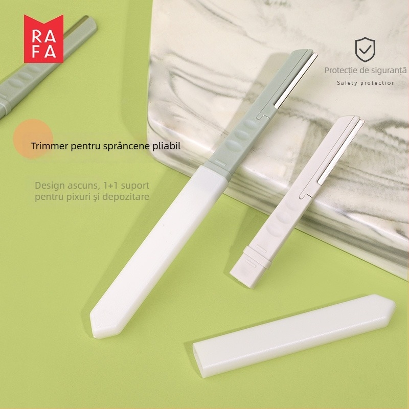 Cuțit de tuns sprâncene Rafa – lamă din oțel inoxidabil ascuțită, corp ABS, set de 2 bucăți, model LS-19146