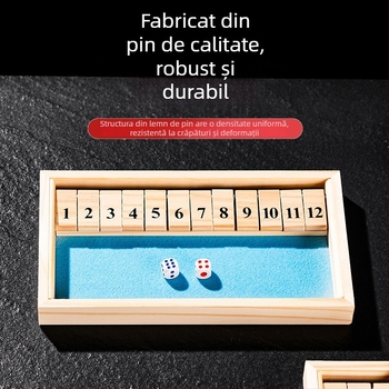 Joc de cărți din lemn, dublu față – joc de masă interactiv, din lemn de pin, stimulează coordonarea mână-ochi și dezvoltarea intelectuală pentru 7–14 ani.